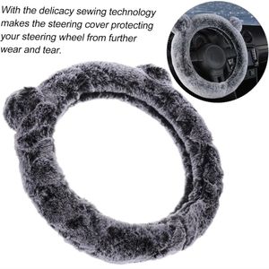 1Pc Plush Steering Cover for Car Panda Safety Mask Universal Grip BDF